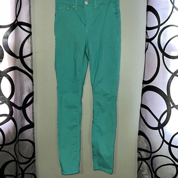Rue 21 turquoise Midrise skinny jeans, size 7/8 short - Picture 1 of 6